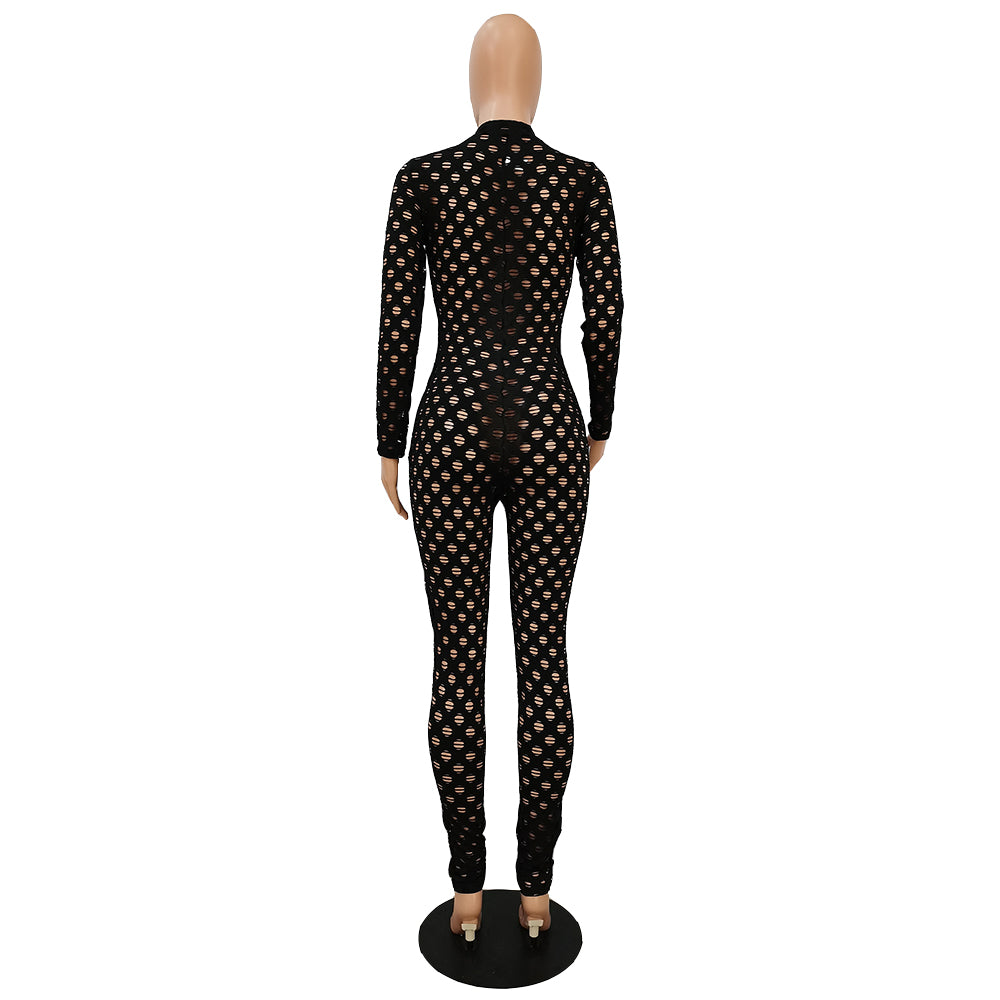 Orange Mesh Jumpsuits