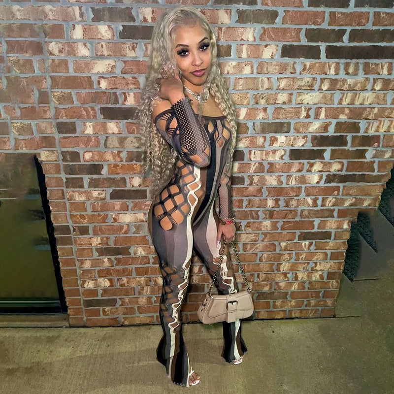 Cutout Striped Jumpsuits