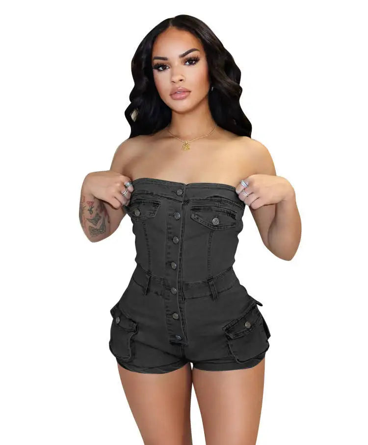Stretchy Cotton Spandex Denim Jumpsuits