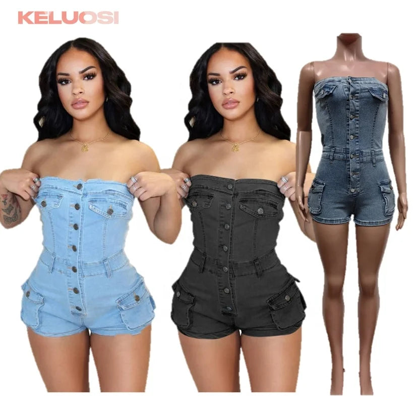 Stretchy Cotton Spandex Denim Jumpsuits