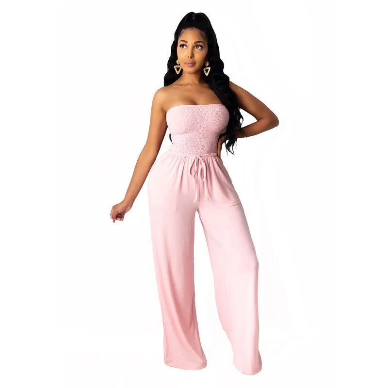 Orange Smocked Jumpsuit