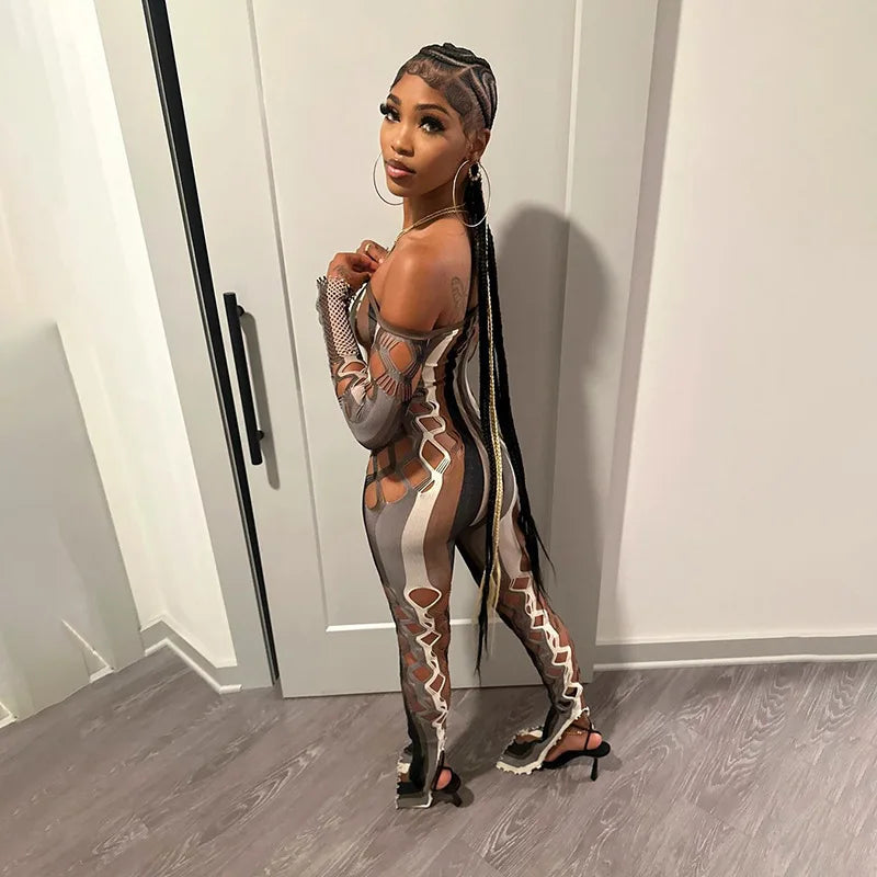 Cutout Striped Jumpsuits