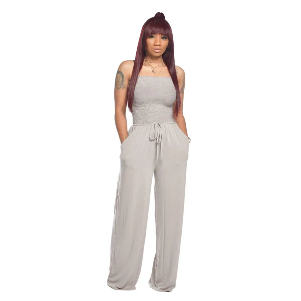 Orange Smocked Jumpsuit