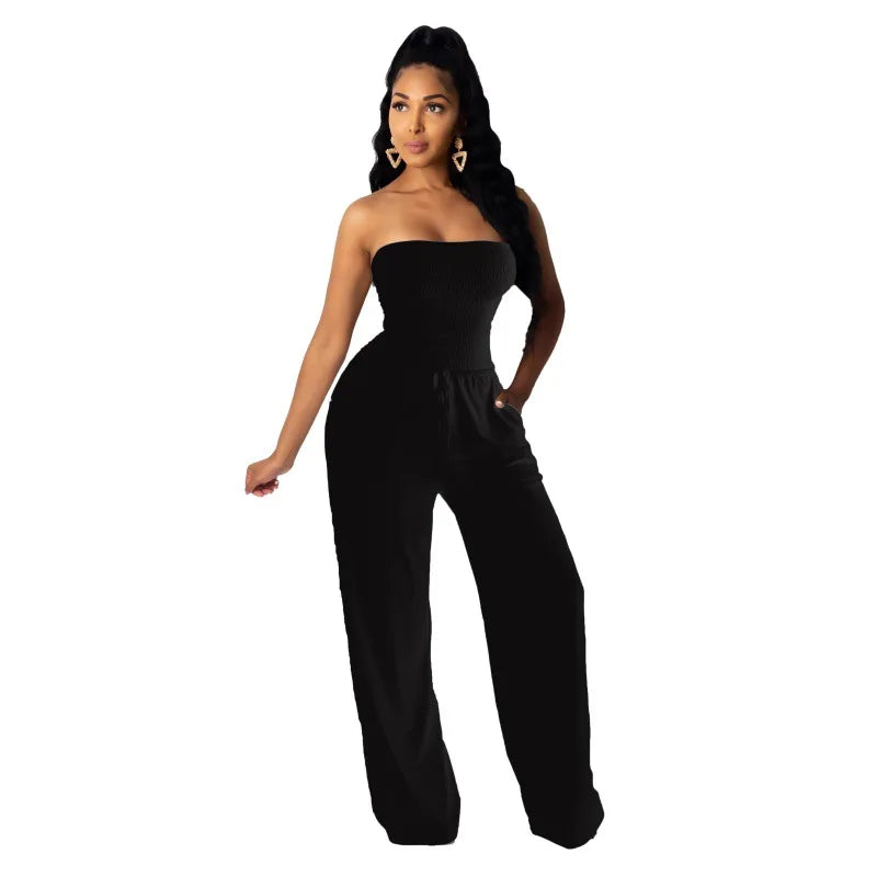 Orange Smocked Jumpsuit