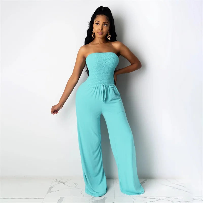 Orange Smocked Jumpsuit