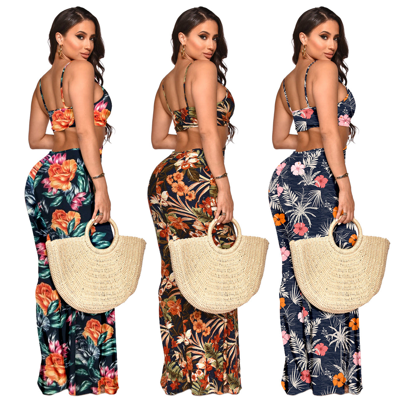 Floral Print Two-Piece Jumpsuits
