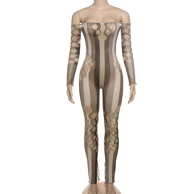 Cutout Striped Jumpsuits