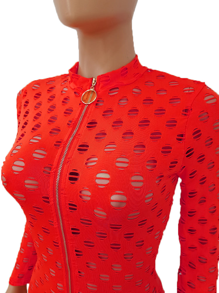 Orange Mesh Jumpsuits