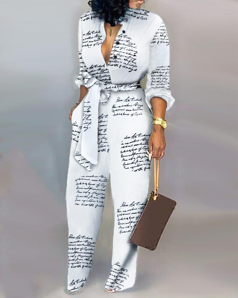 Printed Leopard Long Sleeve Jumpsuits For Plus Size Woman