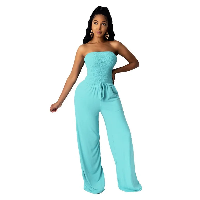Orange Smocked Jumpsuit