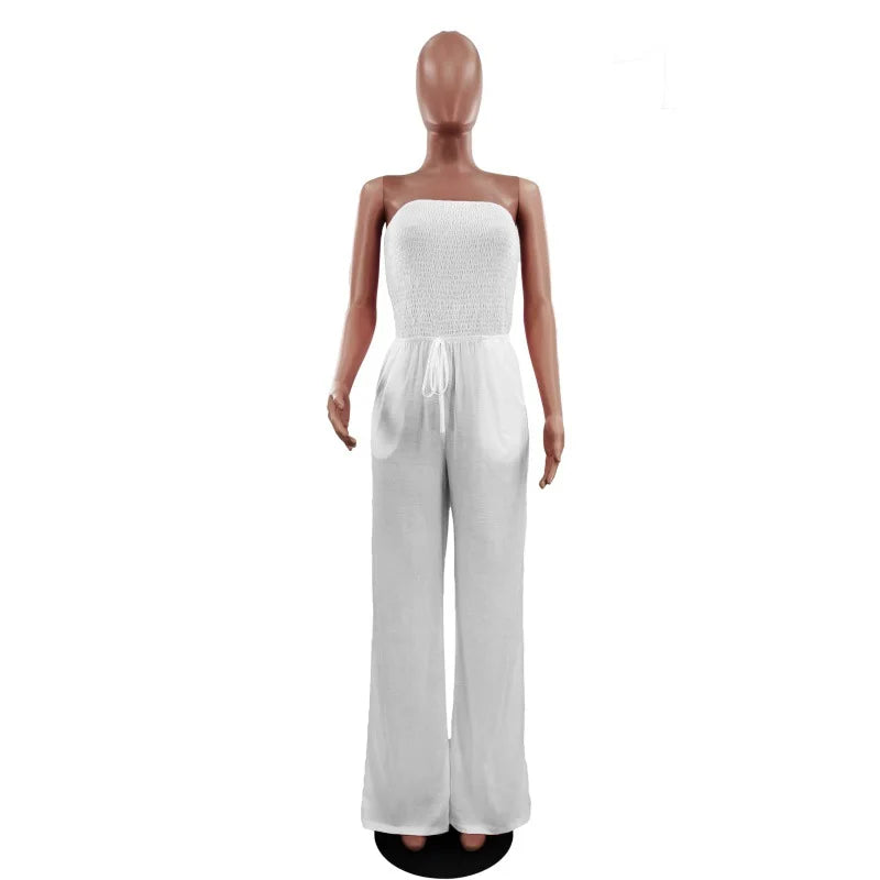 Orange Smocked Jumpsuit