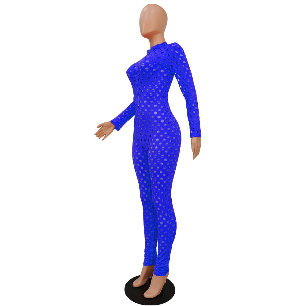 Orange Mesh Jumpsuits