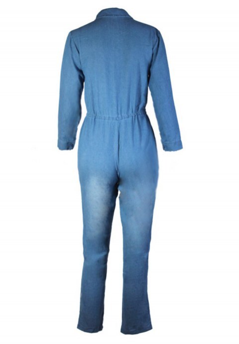 Long Sleeve Denim Jumpsuit