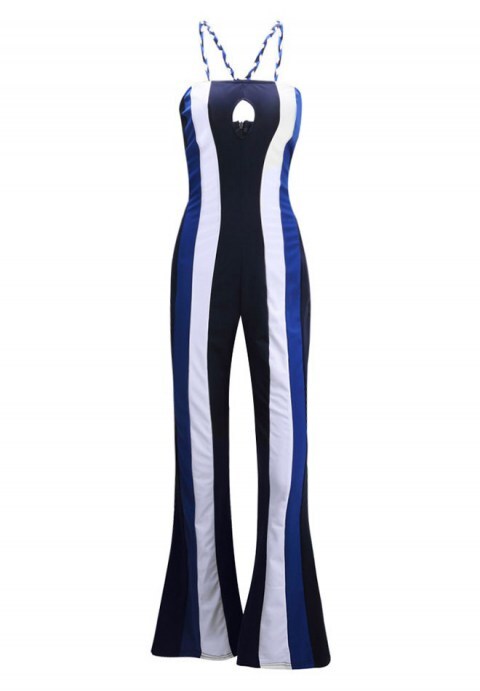 Blue Striped Palazzo Jumpsuit