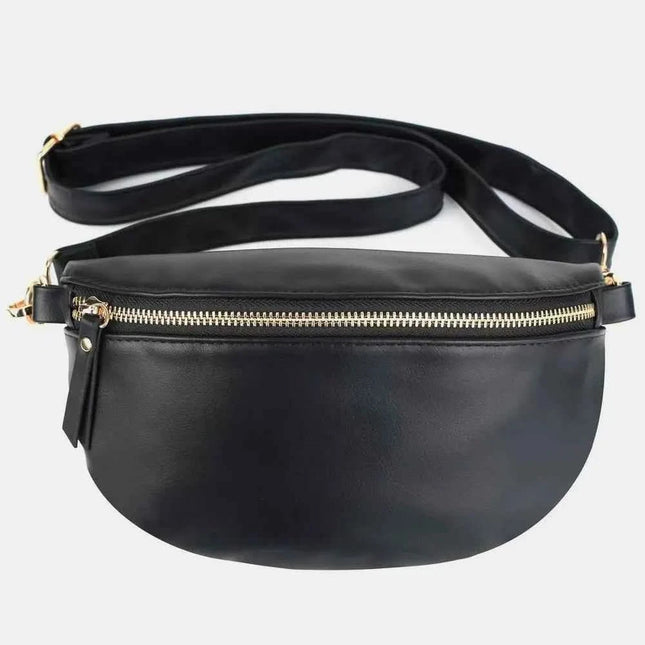 Medium PU Leather Crossbody Bag with Adjustable Strap Black One Size