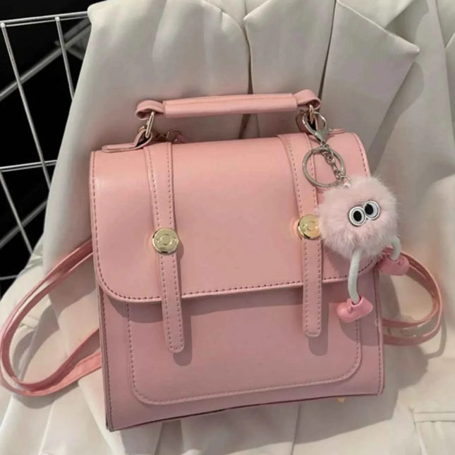 Elegant Leather Flap Backpack Bag