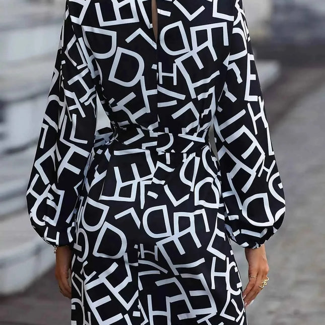 Elegant Letter Print : Long Sleeve Dress, , ["Ship From Overseas","Yio Moda"], ꫀꪶꫀᧁꪖꪀᥴꫀ꠸ᠻꪗ..