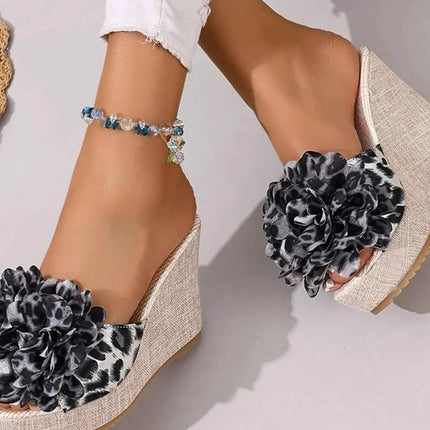 Stylish Open Toe Platform : Wedge Sandals Black