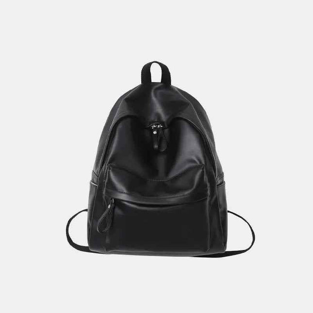 Elegant Leather Backpack Bag : With Fancy Zipper Black One Size
