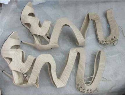 Sexy Open Toe Gladiator : Sandals Boots Apricot PU 6.5