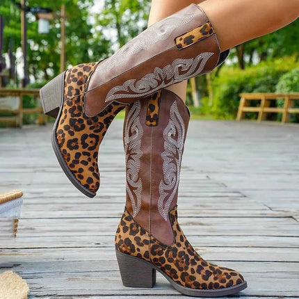 Brown Western Embroidered : Mid-Calf Boots, , ["Classy Ballet Flats","Ship From Overseas"], ꫀꪶꫀᧁꪖꪀᥴꫀ꠸ᠻꪗ..
