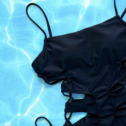 Cutout Lace-Up Spaghetti Strap : One-Piece Swimsuit