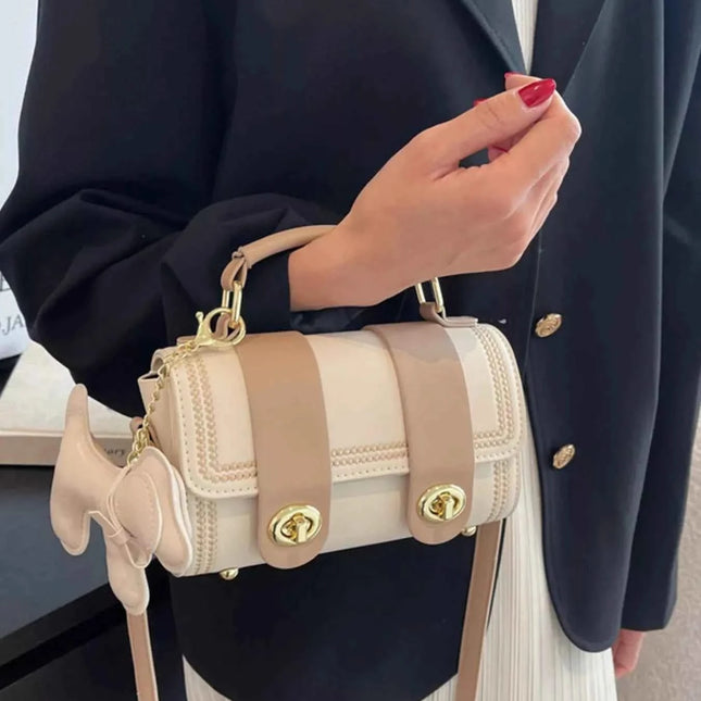 Mini Leather Crossbody Bag - Stylish & Charming Handbag Khaki One Size