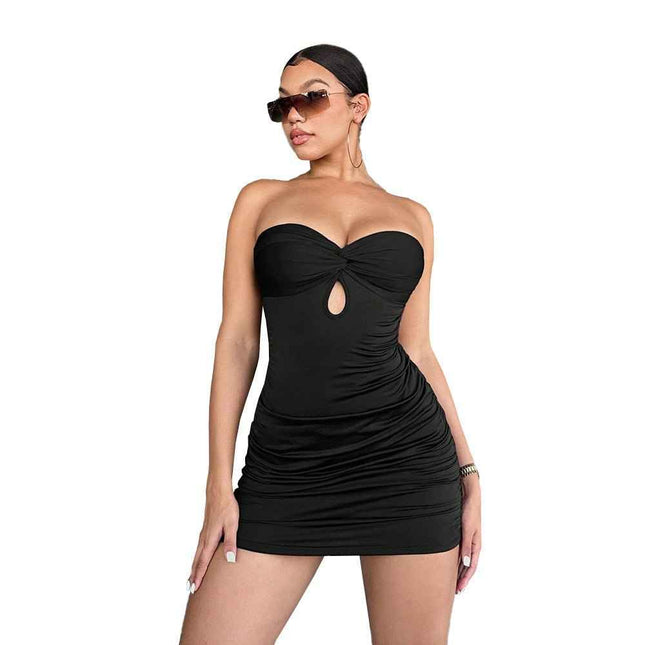 European Black Sexy Hottie Lace-Up : Bandeau Dress Black