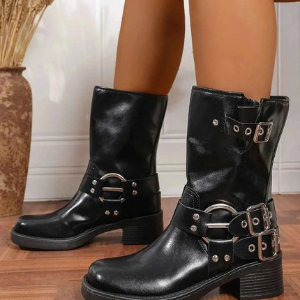 Flare Formal Dress Boots: Round Toe Block Heels, , ["Dear Monkey","Ship From Overseas","Shipping delay Feb 3 - Feb 25"], ꫀꪶꫀᧁꪖꪀᥴꫀ꠸ᠻꪗ..