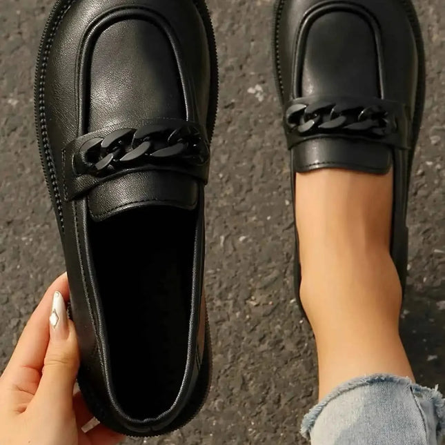 Chain Detail : Leather Loafers