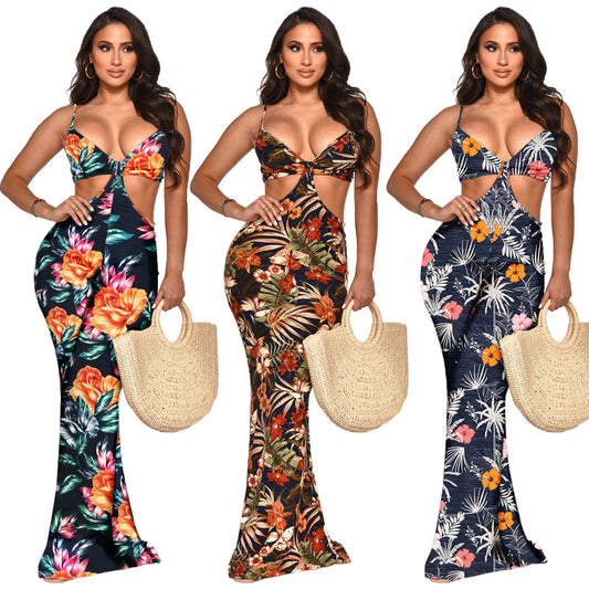 Floral Print Two-Piece Jumpsuits