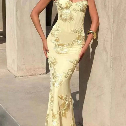 Sweetheart Neck Spaghetti Strap Maxi Dress, , ["Fleece","Ship From Overseas"], ꫀꪶꫀᧁꪖꪀᥴꫀ꠸ᠻꪗ..