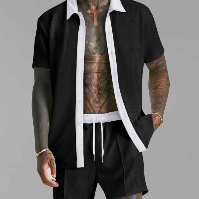 Men's Graphic Tee Set, Half Sleeve Tee for Men, Comfortable Men's Shirt Black