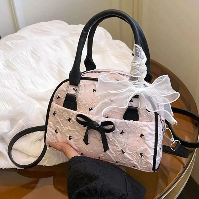 Chic Ruched Bow : Crossbody Bag Pink Belt Pendant One Size