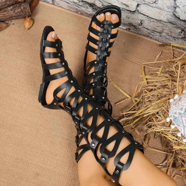Stylish Open Toe : Lace-Up Sandals Black
