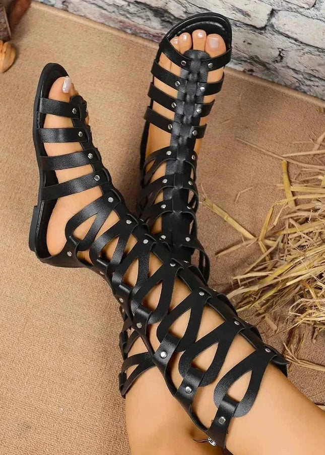 Stylish Open Toe : Lace-Up Sandals Black