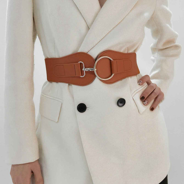 Elastic Wide Belt - Stylish & Durable Accessory Caramel One Size