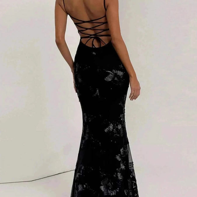 Sweetheart Neck Spaghetti Strap Maxi Dress, , ["Fleece","Ship From Overseas"], ꫀꪶꫀᧁꪖꪀᥴꫀ꠸ᠻꪗ..