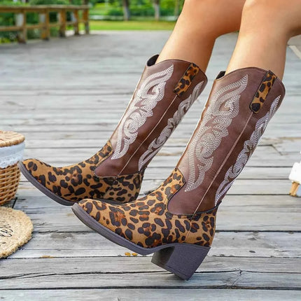 Brown Western Embroidered : Mid-Calf Boots, , ["Classy Ballet Flats","Ship From Overseas"], ꫀꪶꫀᧁꪖꪀᥴꫀ꠸ᠻꪗ..