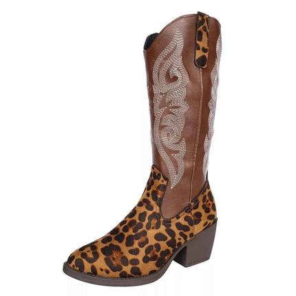 Brown Western Embroidered : Mid-Calf Boots, , ["Classy Ballet Flats","Ship From Overseas"], ꫀꪶꫀᧁꪖꪀᥴꫀ꠸ᠻꪗ..