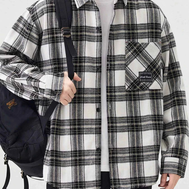 Men's Plus Size Casual Plaid Button Up Shirt