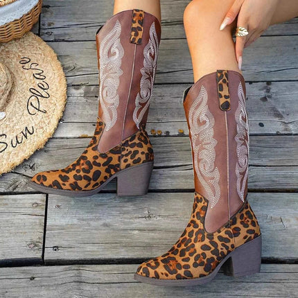 Brown Western Embroidered : Mid-Calf Boots, , ["Classy Ballet Flats","Ship From Overseas"], ꫀꪶꫀᧁꪖꪀᥴꫀ꠸ᠻꪗ..